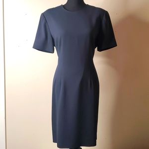 Due Per Due Blue short sleeve  liquid knit acetate classic office Siren dress.